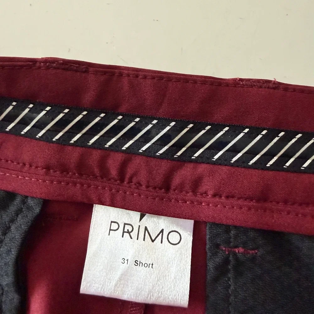 Primo Golf Joggers Mens 31 Short Burgundy Maroon Tapered Ankle Zip Performance